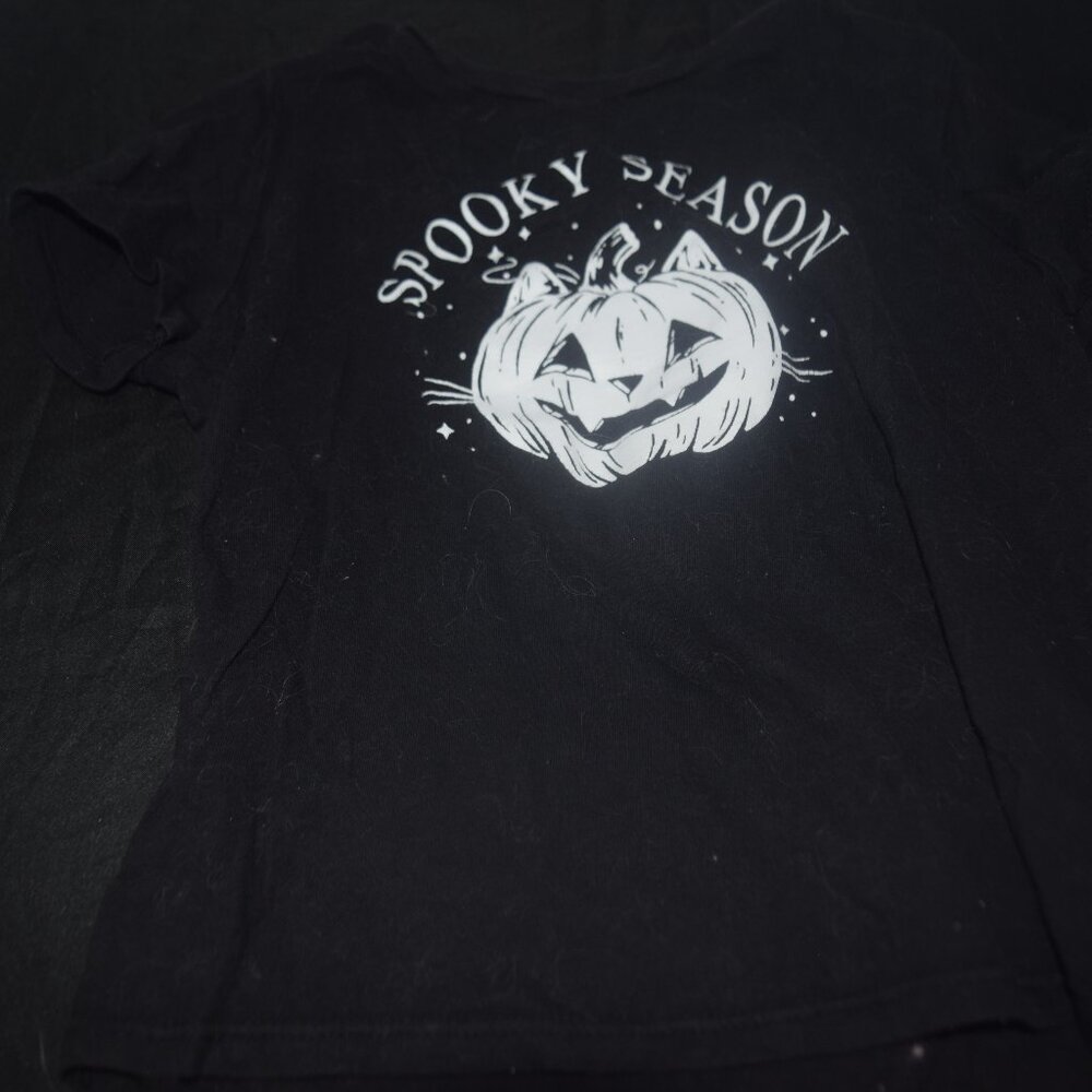 Spooky season cat pumpkin short sleeve shirt S(6-7) old navy